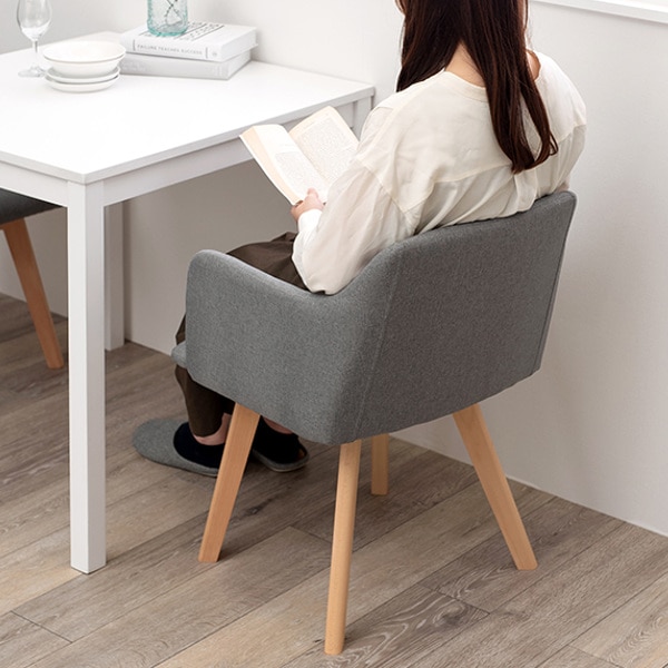 ダイニングチェア 2脚セット 座面高42cm チェア 肘掛 ファブリック 木製 天然木 ダイニング 椅子 北欧 チェアー リビングチェア 食卓 食卓椅子 肘付き いす ハの字脚 木製脚