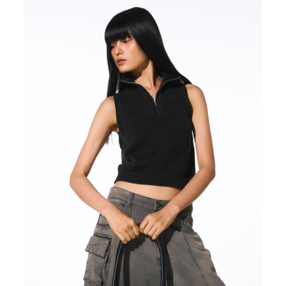 PRENDA HALF ZIPUP SLEEVE LESS BLACK PRTFSUSL05WC6 PRENDA HALF ZIPUP SLEEVE LESS BLACK PRTFSUSL05WC6