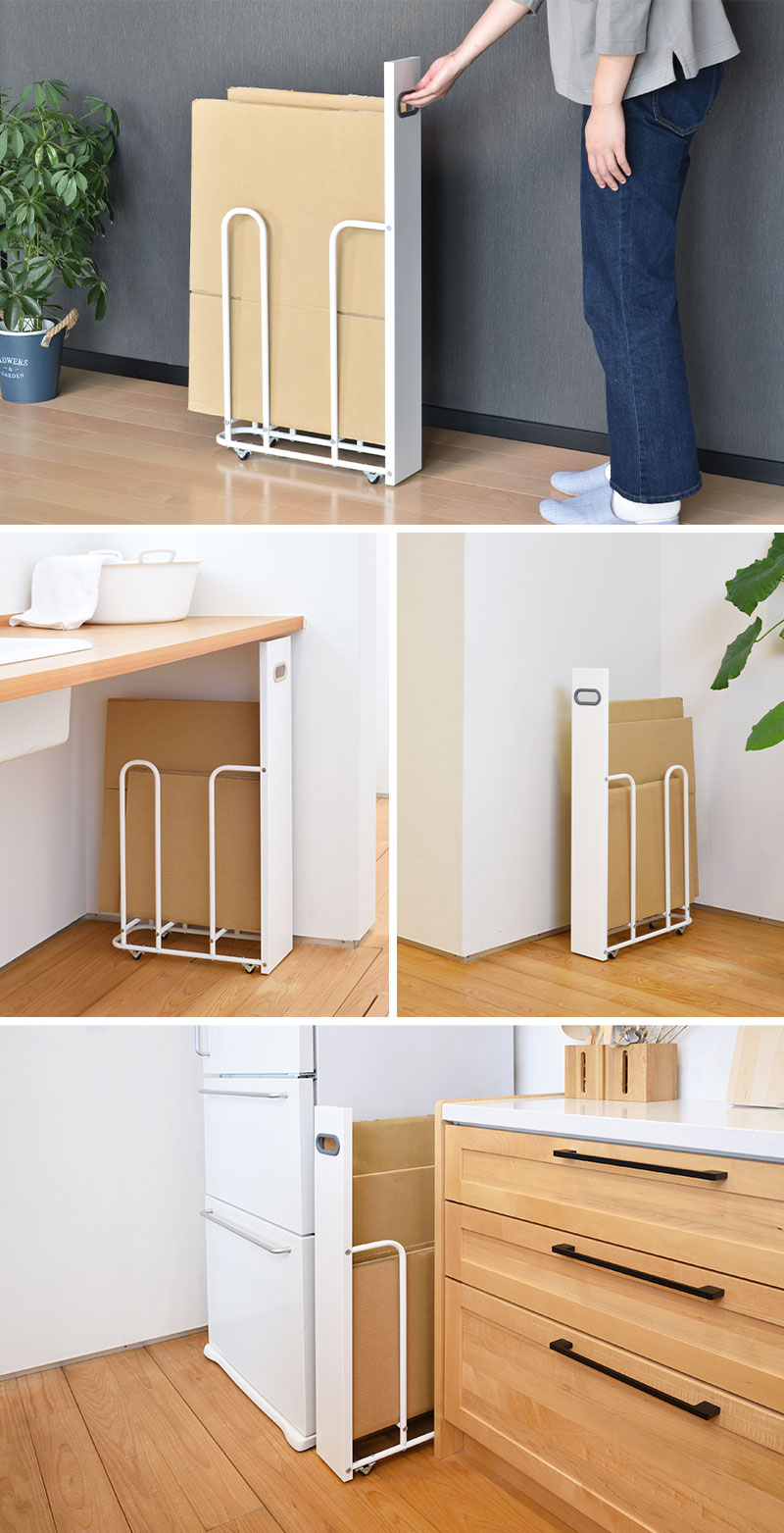 ダンボールストッカー 幅12cm 段ボール 収納 段ボールストッカー キャスター付き ストッカー ダンボール 立て 収納ワゴン