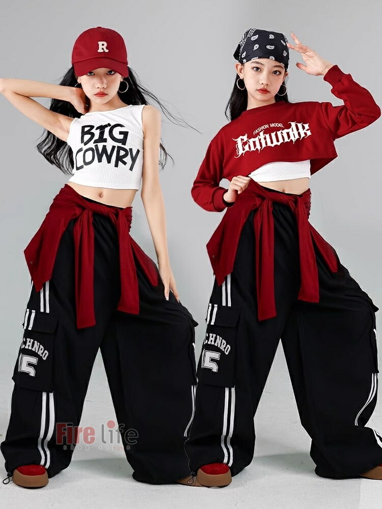 ガールズダンス衣装 キッズ チアダンス 練習着 体操服 セットアップ 運動着 ヒップホップ スポーツウェア 韓国子供服 赤黒 へそ出し 長袖 短丈トップス キャミソール 黒赤カーゴパンツ hiphop ガールズダンス衣装 キッズ チアダンス 練習着 体操服 セットアップ 運動着 ヒップホップ スポーツウェア 韓国子供服 赤黒 へそ出し 長袖 短丈トップス キャミソール 黒赤カーゴパンツ hiphop
