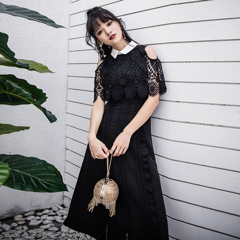 1869.刺繍タイトフリルドレス(ブラック)2019 春夏 sale 春夏 sale ワンピース 花柄 半袖 レース エレガント レトロテイスト お呼ばれ パーティー 結婚式 披露宴 二次会 女子会 1869.刺繍タイトフリルドレス(ブラック)2019 春夏 sale 春夏 sale ワンピース 花柄 半袖 レース エレガント レトロテイスト お呼ばれ パーティー 結婚式 披露宴 二次会 女子会