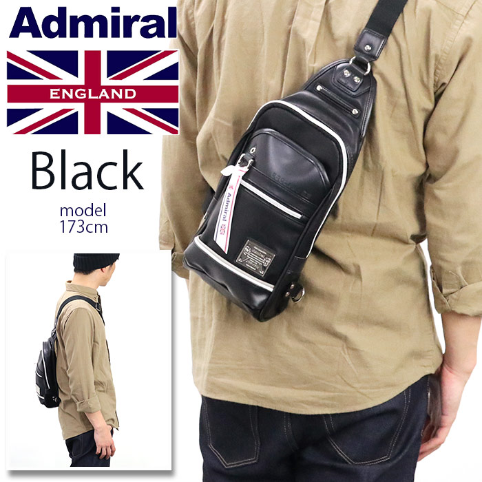 ボディバッグ admiral アドミラル PUレザー ボディーバッグ ワンショルダー 送料無料 バッグ ボディ ワンショルダーバッグ 縦型 紺 白 旅行 ADGT-01