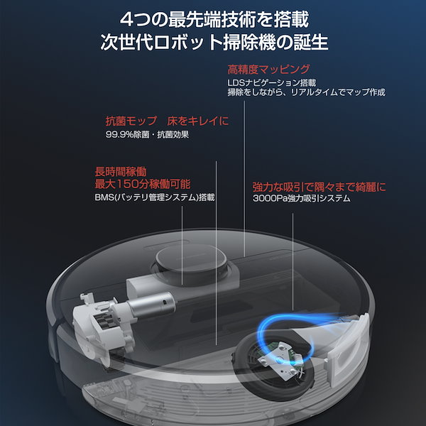 ロボット掃除機 by 3000pa強力吸引