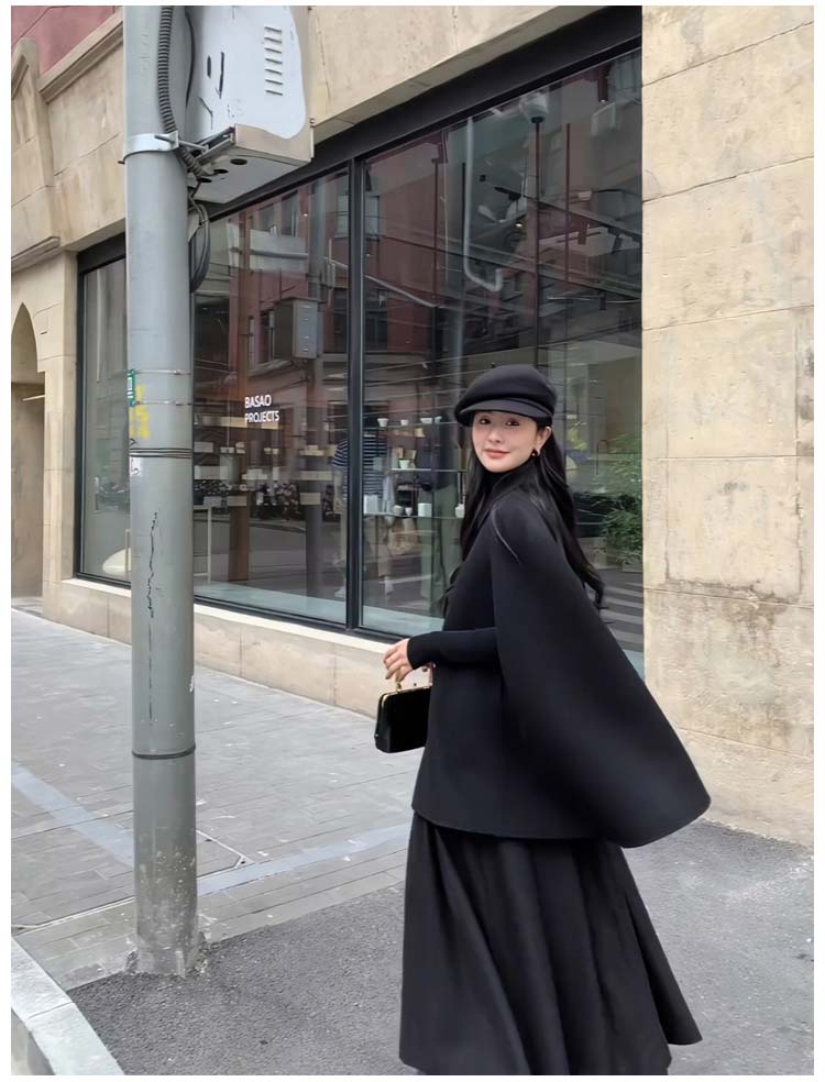 ケープコート マントコート ミディアム丈 ポンチョ コート アウター