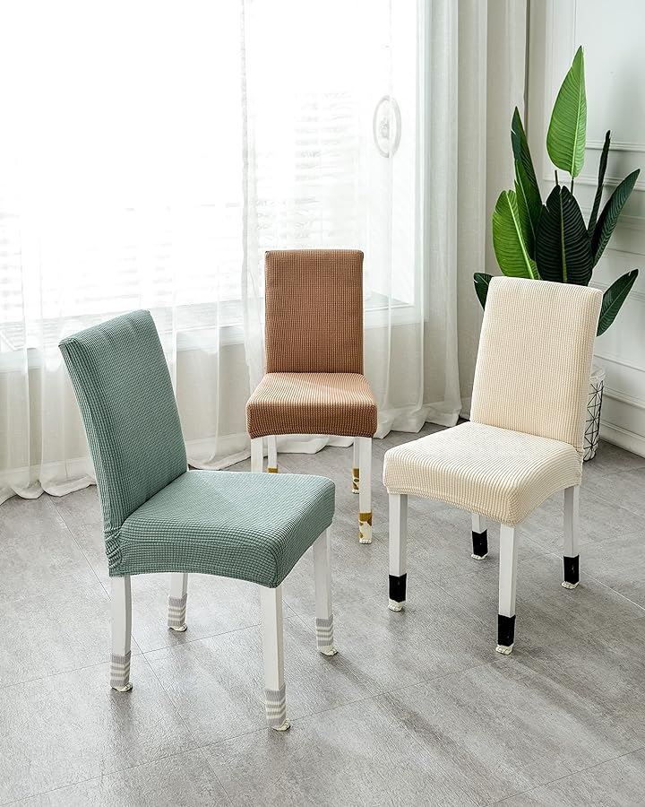 椅子カバー チェアカバー 背もたれあり 伸縮 洗える ノーアイロン 取り外し可能 無地 オフィス 家庭 ホテル レストラン Ｈx６枚(グレー, Ｈx６枚)