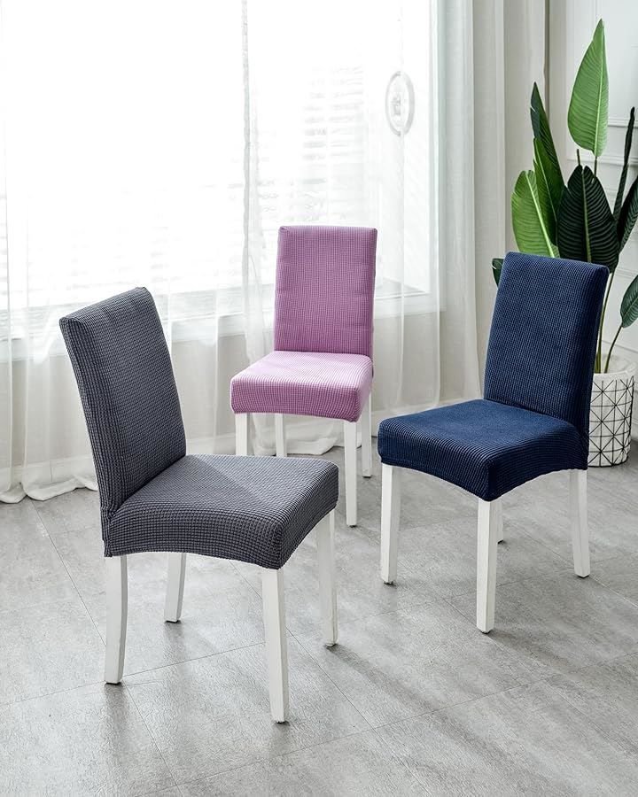 椅子カバー チェアカバー 背もたれあり 伸縮 洗える ノーアイロン 取り外し可能 無地 オフィス 家庭 ホテル レストラン Ｈx６枚(グレー, Ｈx６枚)