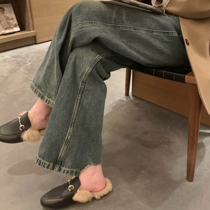 ボトムス パンツ ワイドパンツ ダメージデニム ストレートパンツ デニムパンツ ロング丈 ストレート ワイド ポケット ハイウエスト デニム 厚手 大人可愛い シンプル カジュアル 大人 お洒落 ヴィ
