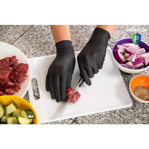 [PROMEDIX] ニトリル手袋 使い捨て手袋 食品衛生法適合 1000枚入 粉なし ブラック (M) - 2