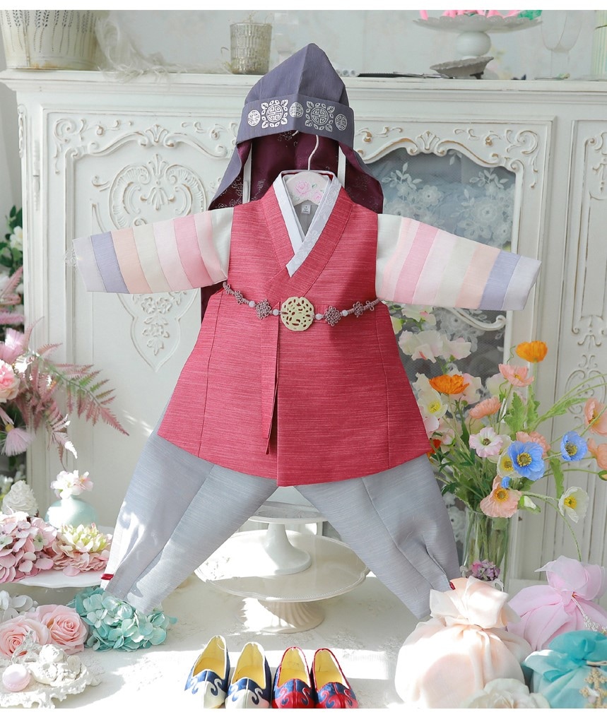 子供用 パジ チョゴリ 男の子用 トレンド系 赤色 レッド 1号-10号