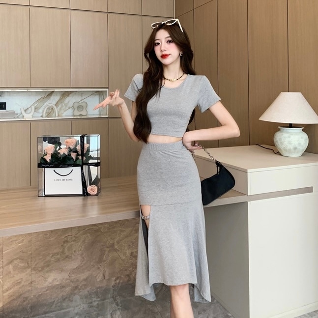 2way セットアップ 韓国風 オルチャン トレンド ヘソ出し