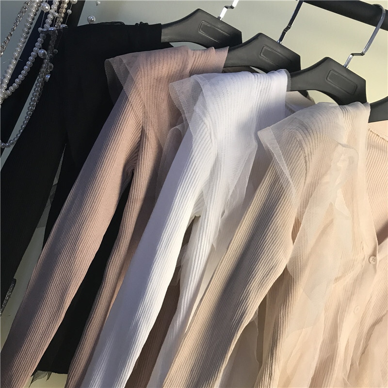 トップス ニットソー カーディガン 袖あり 長袖 Vネック スリム タイト 細身 チュール フリル 前開き リブニット 伸縮性 アクリル かわいい 大人可愛い きれいめ カジュアル 上品 トップス ニットソー カーディガン 袖あり 長袖 Vネック スリム タイト 細身 チュール フリル 前開き リブニット 伸縮性 アクリル かわいい 大人可愛い きれいめ カジュアル 上品