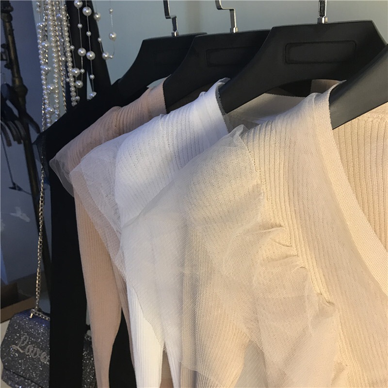 トップス ニットソー カーディガン 袖あり 長袖 Vネック スリム タイト 細身 チュール フリル 前開き リブニット 伸縮性 アクリル かわいい 大人可愛い きれいめ カジュアル 上品 トップス ニットソー カーディガン 袖あり 長袖 Vネック スリム タイト 細身 チュール フリル 前開き リブニット 伸縮性 アクリル かわいい 大人可愛い きれいめ カジュアル 上品