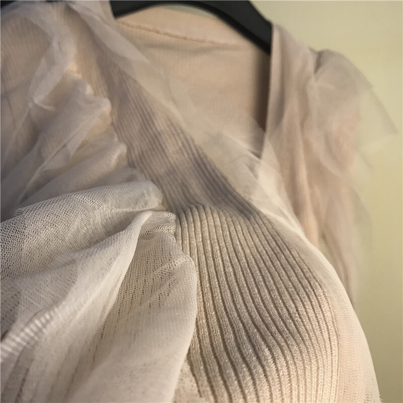 トップス ニットソー カーディガン 袖あり 長袖 Vネック スリム タイト 細身 チュール フリル 前開き リブニット 伸縮性 アクリル かわいい 大人可愛い きれいめ カジュアル 上品 トップス ニットソー カーディガン 袖あり 長袖 Vネック スリム タイト 細身 チュール フリル 前開き リブニット 伸縮性 アクリル かわいい 大人可愛い きれいめ カジュアル 上品