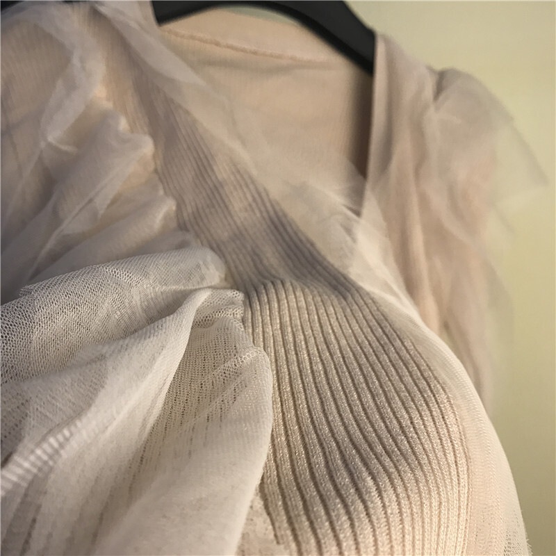 トップス ニットソー カーディガン 袖あり 長袖 Vネック スリム タイト 細身 チュール フリル 前開き リブニット 伸縮性 アクリル かわいい 大人可愛い きれいめ カジュアル 上品 トップス ニットソー カーディガン 袖あり 長袖 Vネック スリム タイト 細身 チュール フリル 前開き リブニット 伸縮性 アクリル かわいい 大人可愛い きれいめ カジュアル 上品