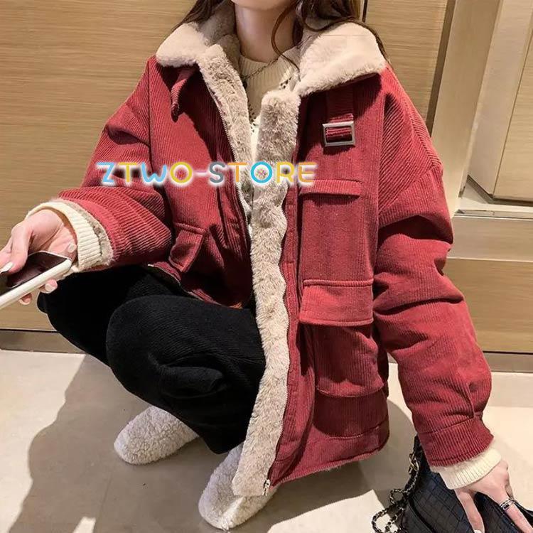 コーデュロイ ボアジャケット 極暖 フェイクファー 裏ボア レディース 暖かい 防寒 コート ブルゾン 冬服 あったか 大人カジュアル 無地 おしゃれ