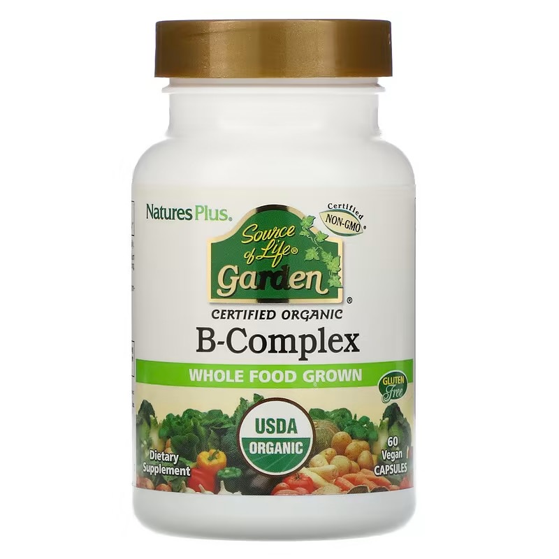 NaturesPlus　Source of Life Garden（ソースオブライフガーデン）認定オーガニックビタミンB群ヴィーガンカプセル60粒