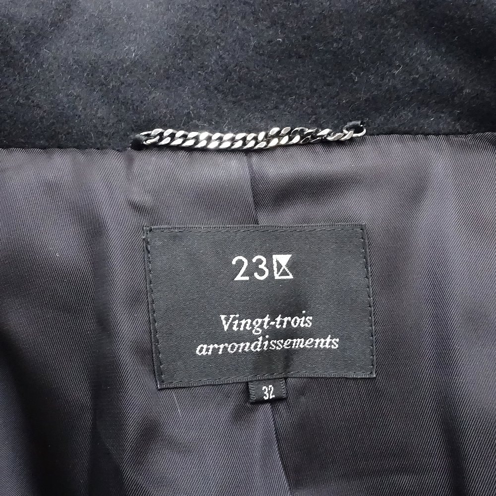 ステンカラーコート サイズ32 ウールxアンゴラ ブラック/180890【中古】 ステンカラーコート サイズ32 ウールxアンゴラ ブラック/180890【中古】