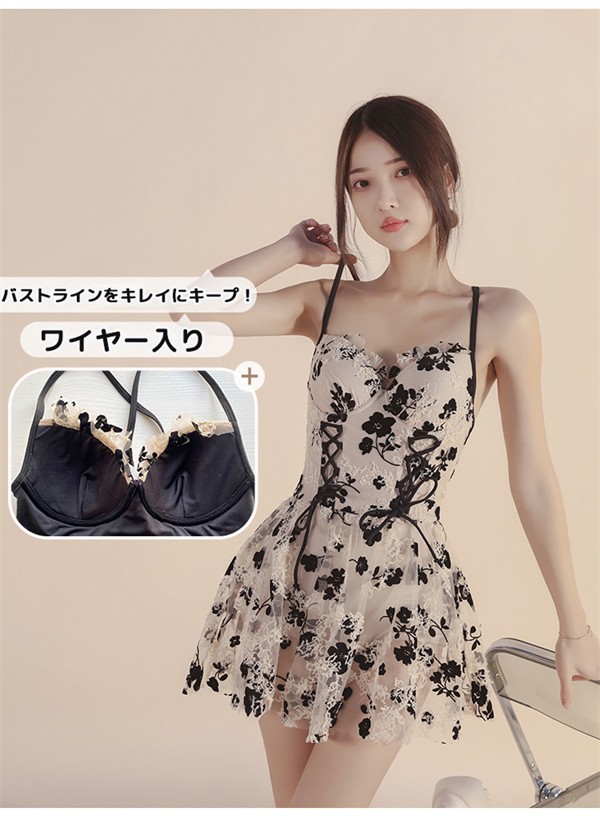 レース ワンピース水着 水着 レディース 体型カバー 服みたいな おしゃれ 大人 可愛い セクシー ワイヤー 小胸 バスト 盛れる オールインワン オトナ女子 ショートパンツ 温泉 韓国風 女性用 2