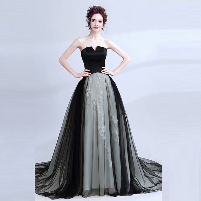 演奏会用ドレス 黒 カラードレス ロングドレス パーティードレス ウェディングドレス 発表会 結婚式