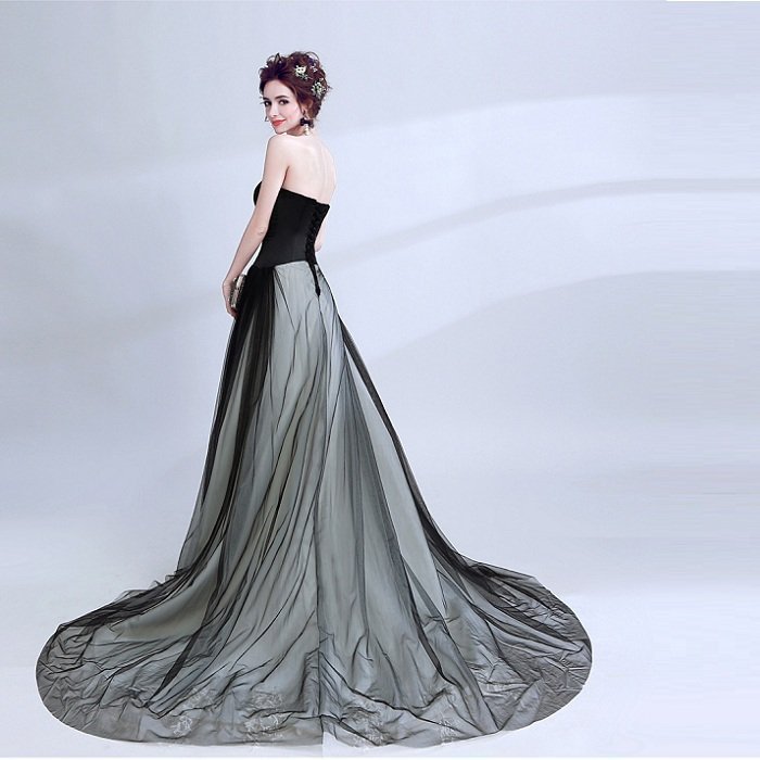 演奏会用ドレス 黒 カラードレス ロングドレス パーティードレス ウェディングドレス 発表会 結婚式