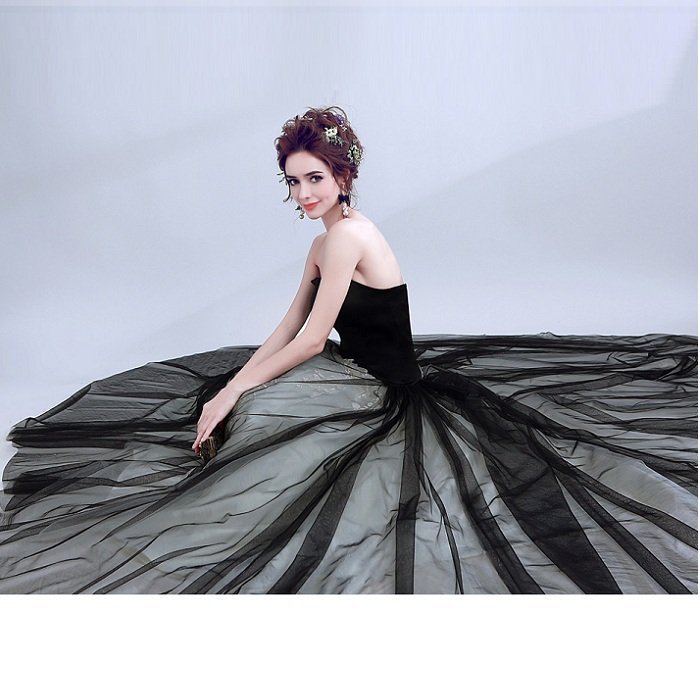 演奏会用ドレス 黒 カラードレス ロングドレス パーティードレス ウェディングドレス 発表会 結婚式