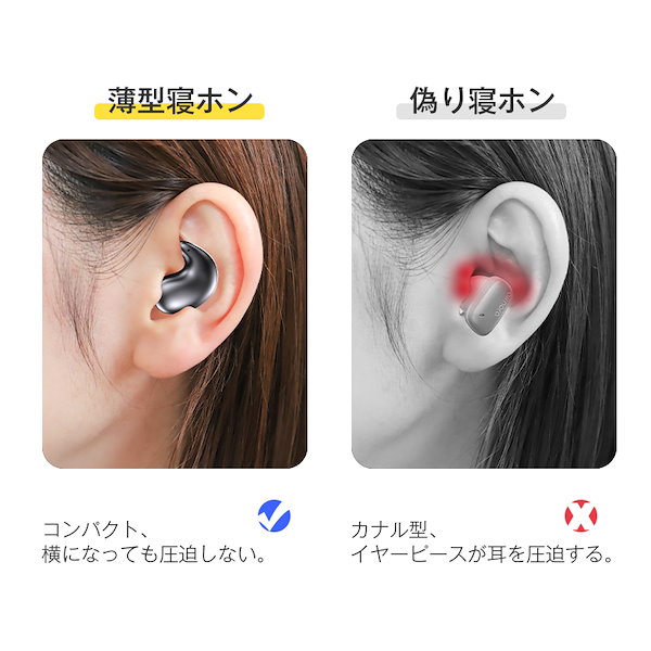 寝ホン ワイヤレスイヤホン 痛くない イヤホン Bluetooth5.3 残量表示 IPX5防水 ノイズキャンセリング 自動ペアリング iPhone  Android 超軽量 超小型 安眠 高音質 マイク 片耳 通話可 仕事 勉強 通勤 通学 最適 プレゼント