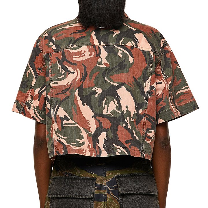 クロップド半袖シャツ ブラウス レディース C-ADARA-CMF カモフラ迷彩柄 ミリタリー die-l-t-e8-p71 クロップド半袖シャツ ブラウス レディース C-ADARA-CMF カモフラ迷彩柄 ミリタリー die-l-t-e8-p71