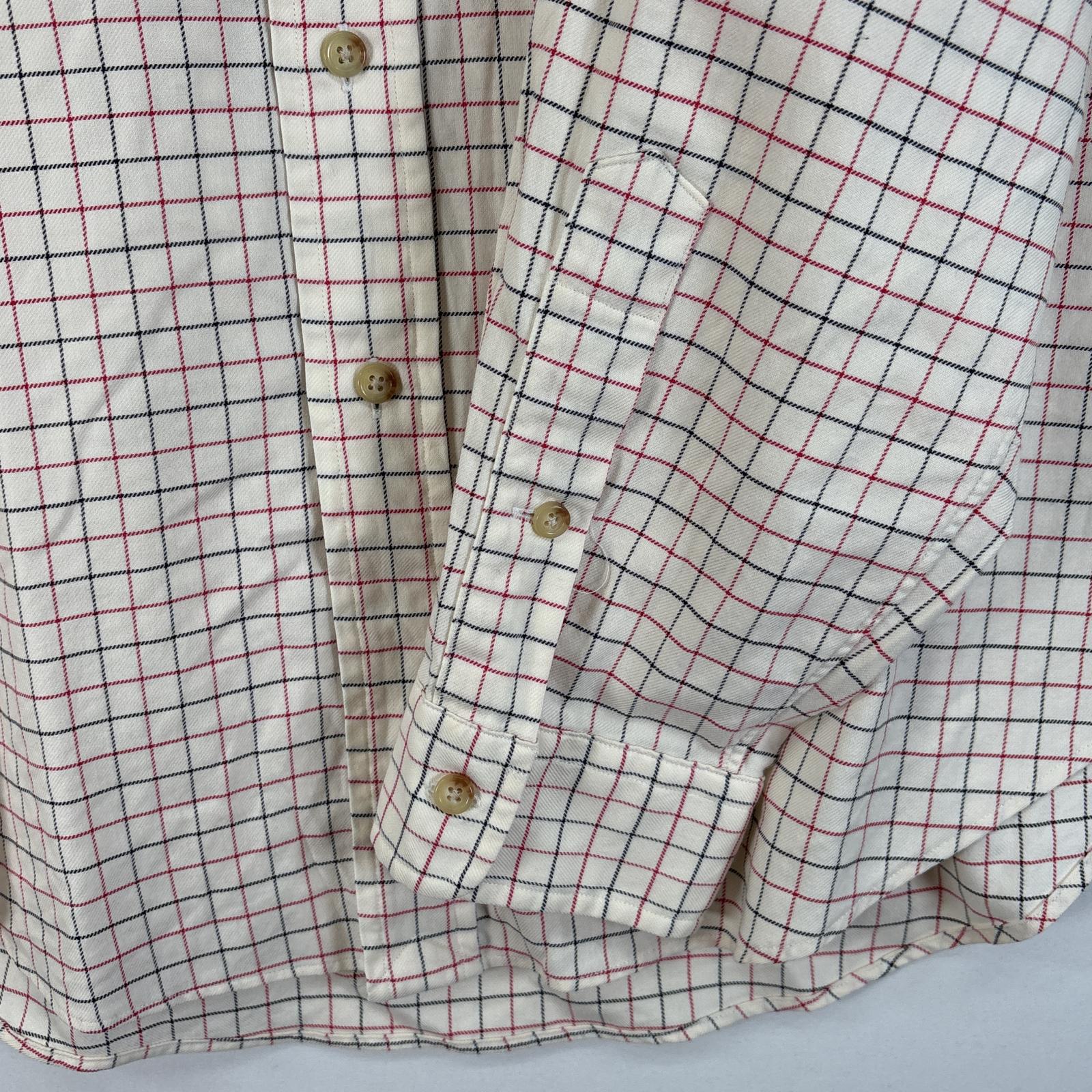 古着 90s/90年代 長袖シャツ ワンポイント ロゴ 刺繍 ボタンダウンシャツ L ホワイト系 チェック メンズ