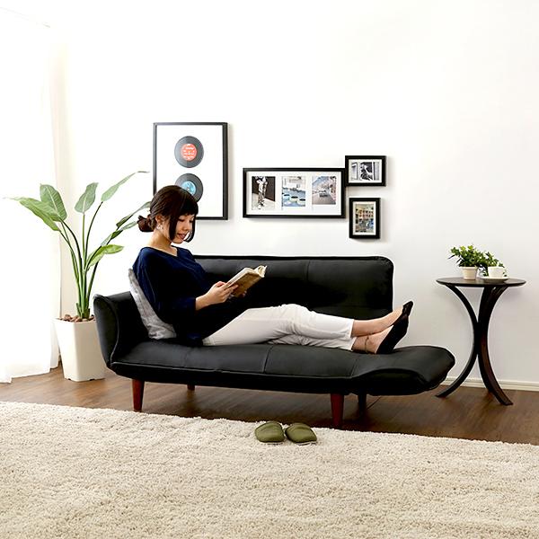 ソファ 2人掛け 合皮 おしゃれ ひじ掛け 肘付き ソファー カウチ レトロ シンプル 日本製 リクライニング コンパクト 脚 取り外し ローソファ 座椅子 黒 白 赤