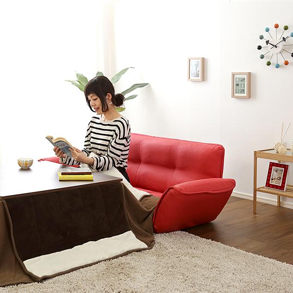 ソファ 2人掛け 合皮 おしゃれ ひじ掛け 肘付き ソファー カウチ レトロ シンプル 日本製 リクライニング コンパクト 脚 取り外し ローソファ 座椅子 黒 白 赤