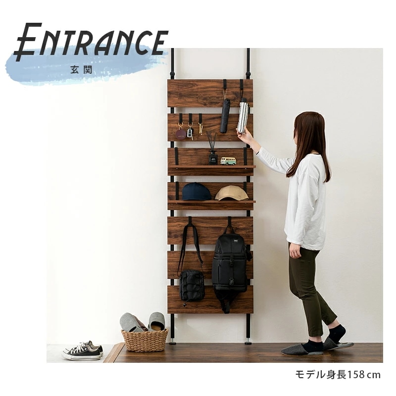 突っ張りウォールラック 幅60cm 壁寄せ 収納 ラック オープンラック デッドスペース 省スペース つっぱり式 穴あけ不要 KTR-3147WH