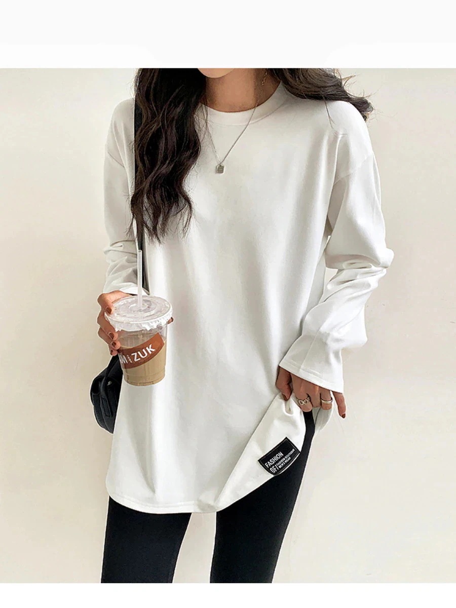 カシミヤタッチ ロンT 新作 ホワイトアンダーウェア レディーススウェット インナー 裏起毛 tシャツ 長袖 春夏 ゆったり セミロング トップス Tシャツカットソー カシミヤタッチ ロンT 新作 ホワイトアンダーウェア レディーススウェット インナー 裏起毛 tシャツ 長袖 春夏 ゆったり セミロング トップス Tシャツカットソー