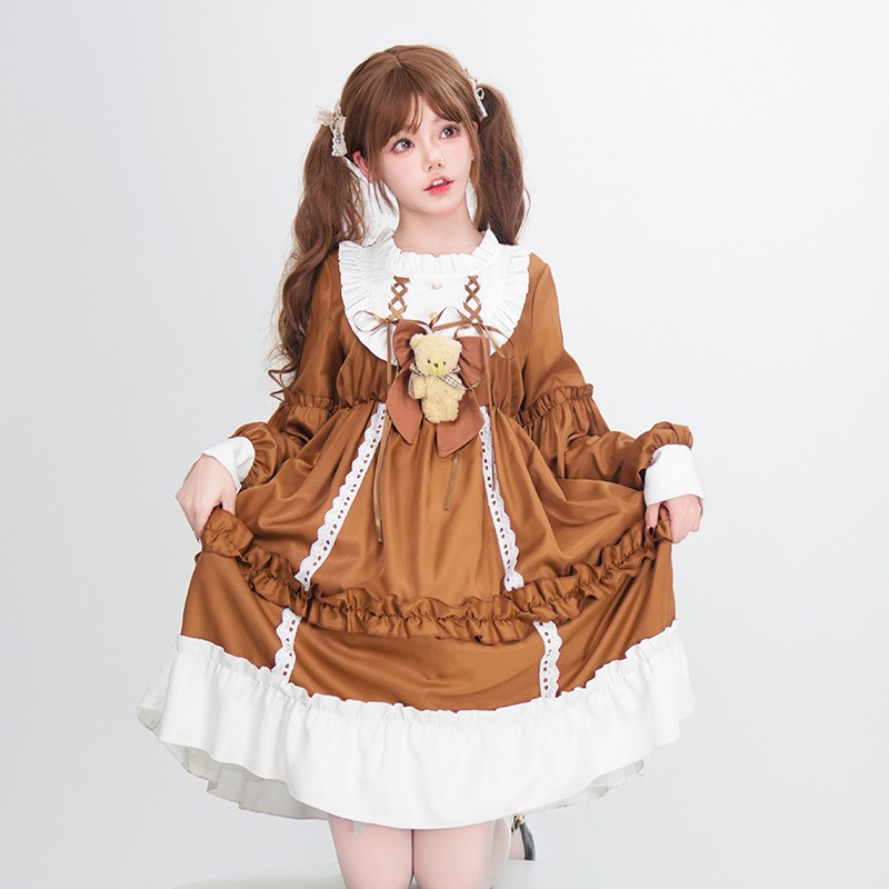 ロリータ フルセット クマ OP プリンセス ドレス ロリータ デイリー ロリ ソフト シスター スカート 学生服 長袖 ドレス ロリータ フルセット クマ OP プリンセス ドレス ロリータ デイリー ロリ ソフト シスター スカート 学生服 長袖 ドレス