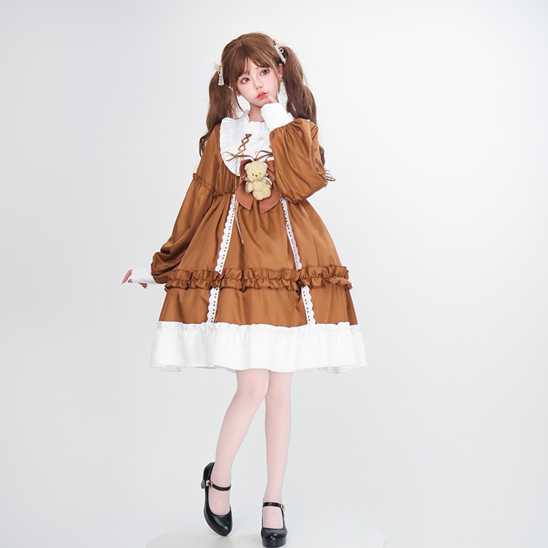 ロリータ フルセット クマ OP プリンセス ドレス ロリータ デイリー ロリ ソフト シスター スカート 学生服 長袖 ドレス ロリータ フルセット クマ OP プリンセス ドレス ロリータ デイリー ロリ ソフト シスター スカート 学生服 長袖 ドレス