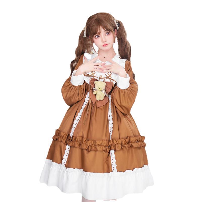 ロリータ フルセット クマ OP プリンセス ドレス ロリータ デイリー ロリ ソフト シスター スカート 学生服 長袖 ドレス ロリータ フルセット クマ OP プリンセス ドレス ロリータ デイリー ロリ ソフト シスター スカート 学生服 長袖 ドレス