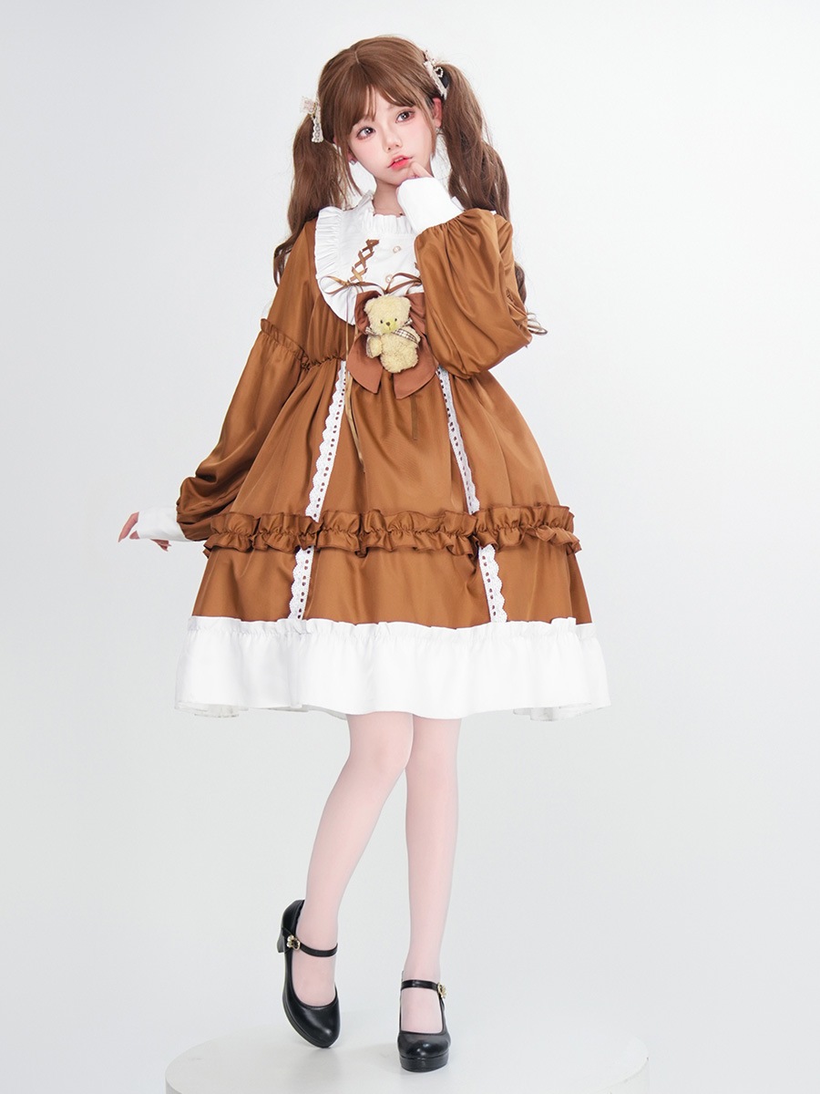 ロリータ フルセット クマ OP プリンセス ドレス ロリータ デイリー ロリ ソフト シスター スカート 学生服 長袖 ドレス ロリータ フルセット クマ OP プリンセス ドレス ロリータ デイリー ロリ ソフト シスター スカート 学生服 長袖 ドレス