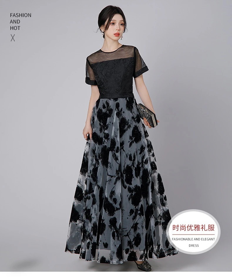 チュール イブニングドレス レース ドッキング ワンピース パーティードレス キャバ 着痩せ 大人 同窓会 披露宴 卒業式 結婚式 演奏会 ウェディング 二次会 発表会