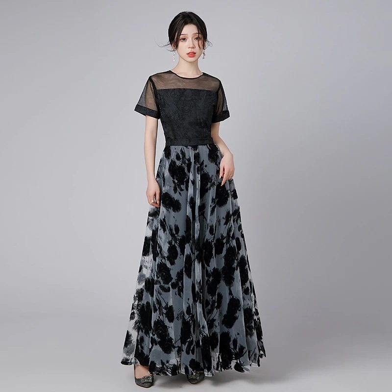 チュール イブニングドレス レース ドッキング ワンピース パーティードレス キャバ 着痩せ 大人 同窓会 披露宴 卒業式 結婚式 演奏会 ウェディング 二次会 発表会