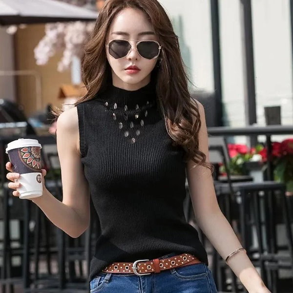 Qoo10] ック リブタンクトップ レディース ノー