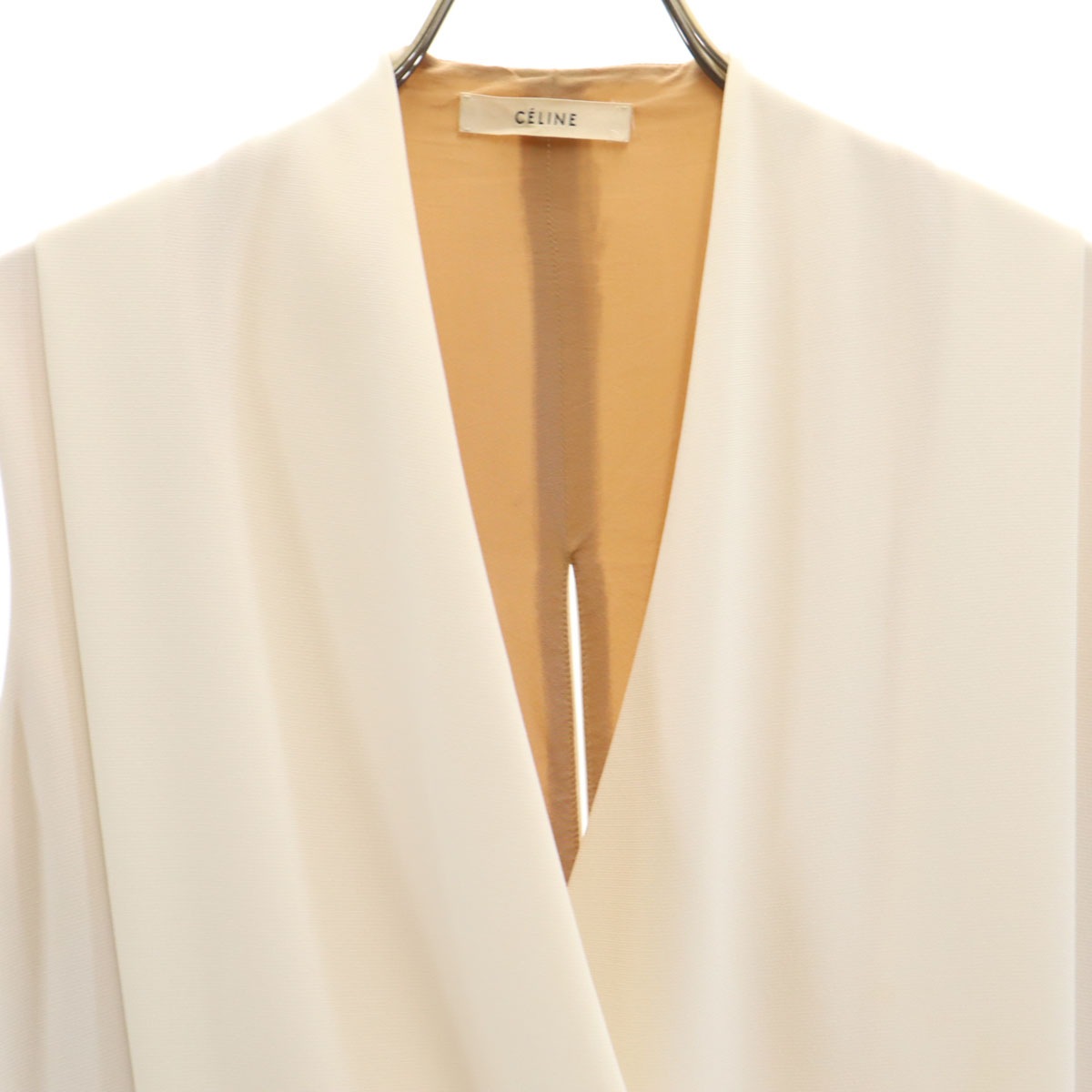 フランス製 カシクール ロング ベスト 38 アイボリー レディース 古着