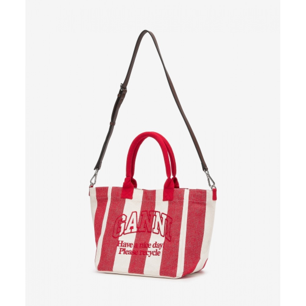 GANNI スモールイージーストライプショッパーバッグ-チェリー/A5974396 GANNI スモールイージーストライプショッパーバッグ-チェリー/A5974396