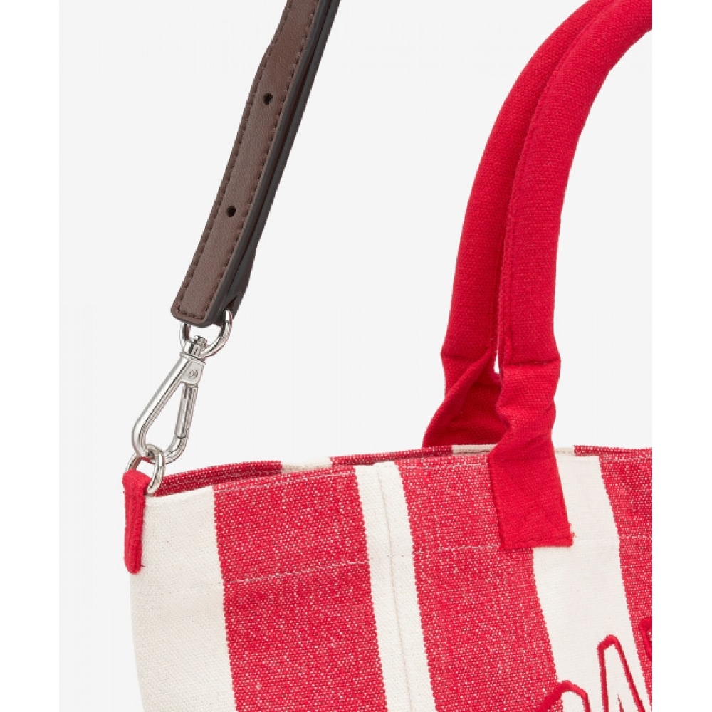 GANNI スモールイージーストライプショッパーバッグ-チェリー/A5974396 GANNI スモールイージーストライプショッパーバッグ-チェリー/A5974396