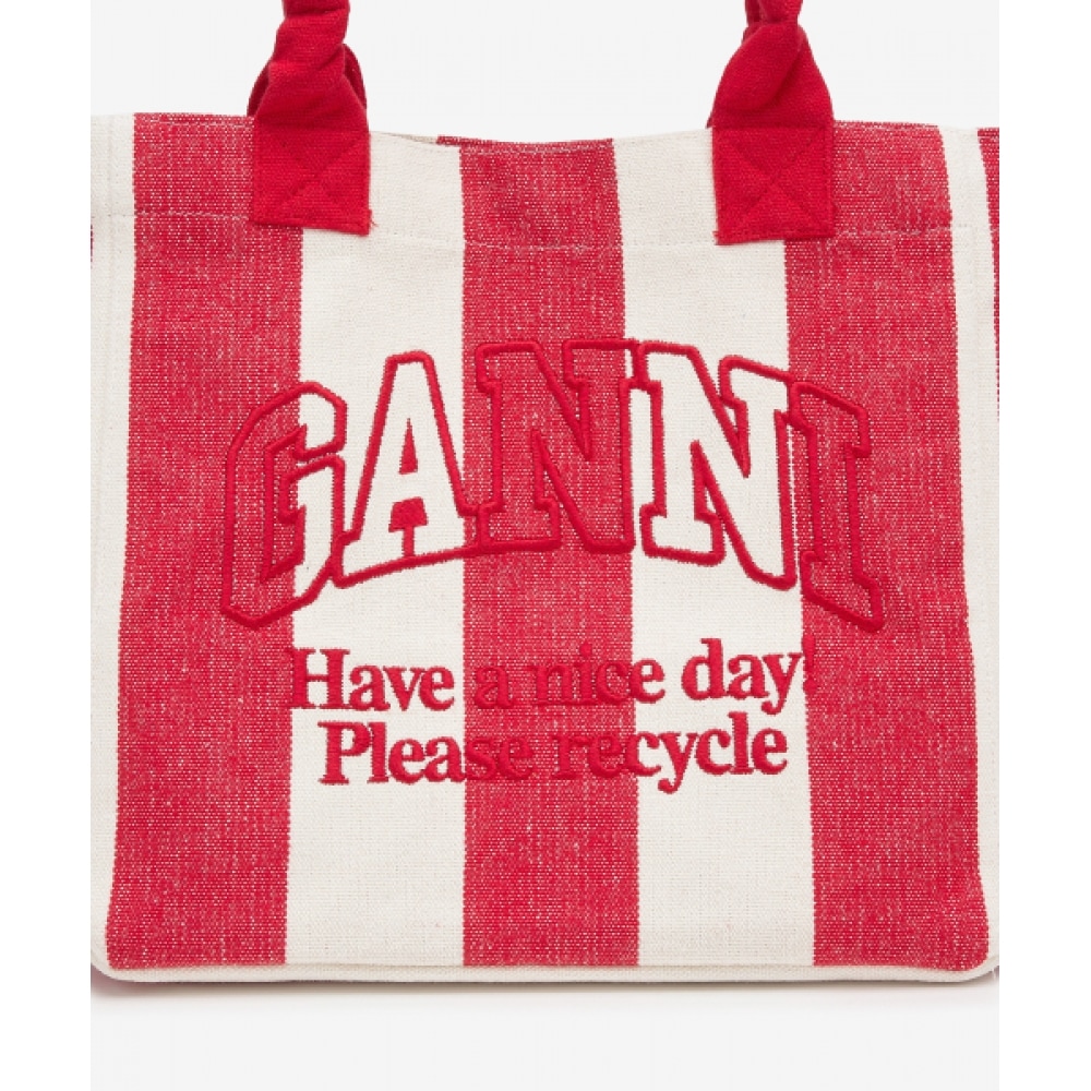 GANNI スモールイージーストライプショッパーバッグ-チェリー/A5974396 GANNI スモールイージーストライプショッパーバッグ-チェリー/A5974396