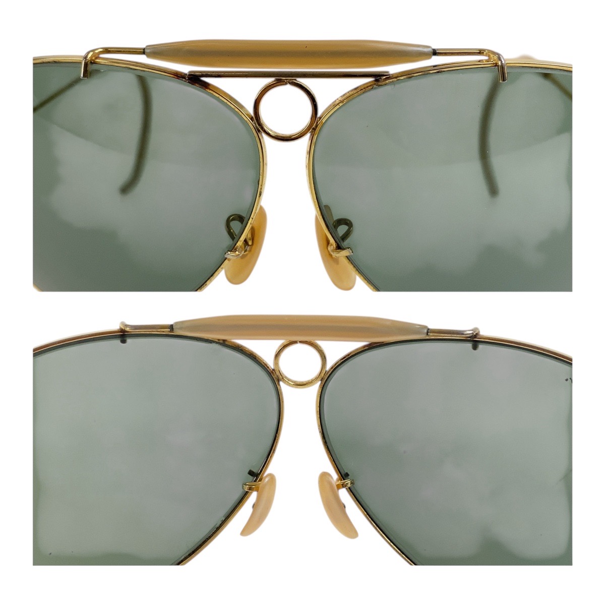 ヴィンテージ B&L RAY-BAN U.S.A グリーン ゴールド金具 ガラス/メタル サングラス メンズ 503467 ヴィンテージ B&L RAY-BAN U.S.A グリーン ゴールド金具 ガラス/メタル サングラス メンズ 503467