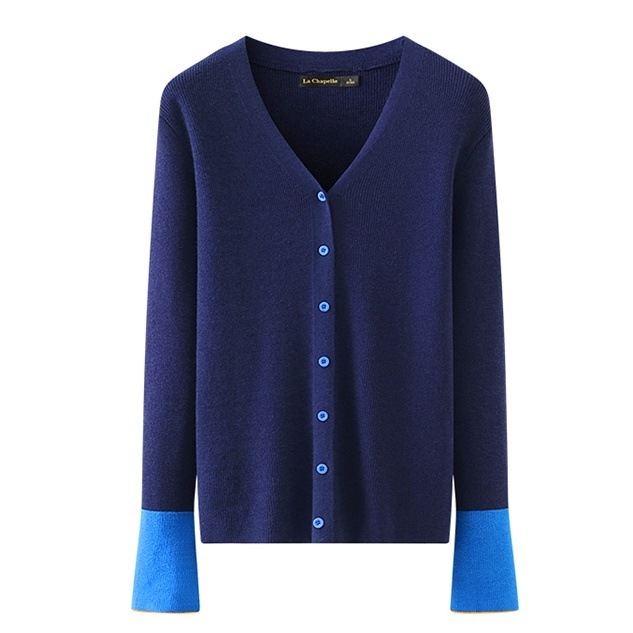 トップス カーディガン ニットカーディガン ミディアム丈 長袖 Vネック 前開き ボタン ツートンカラー かわいい 大人可愛い きれいめ シンプル 上品 おしゃれ かっこいい レトロ きちんと