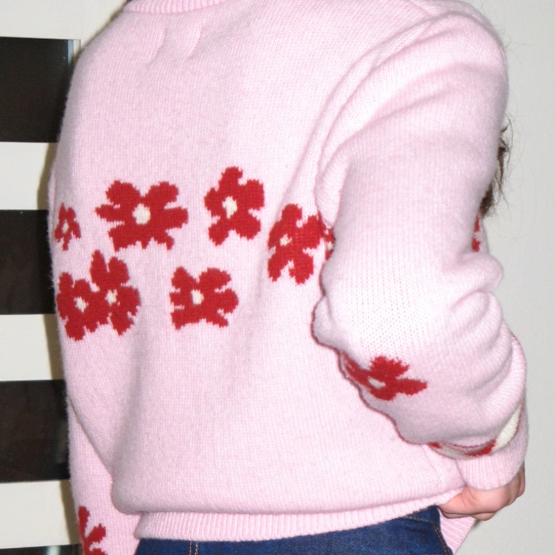 SINOON フラワーニットジップアップ (ピンク)