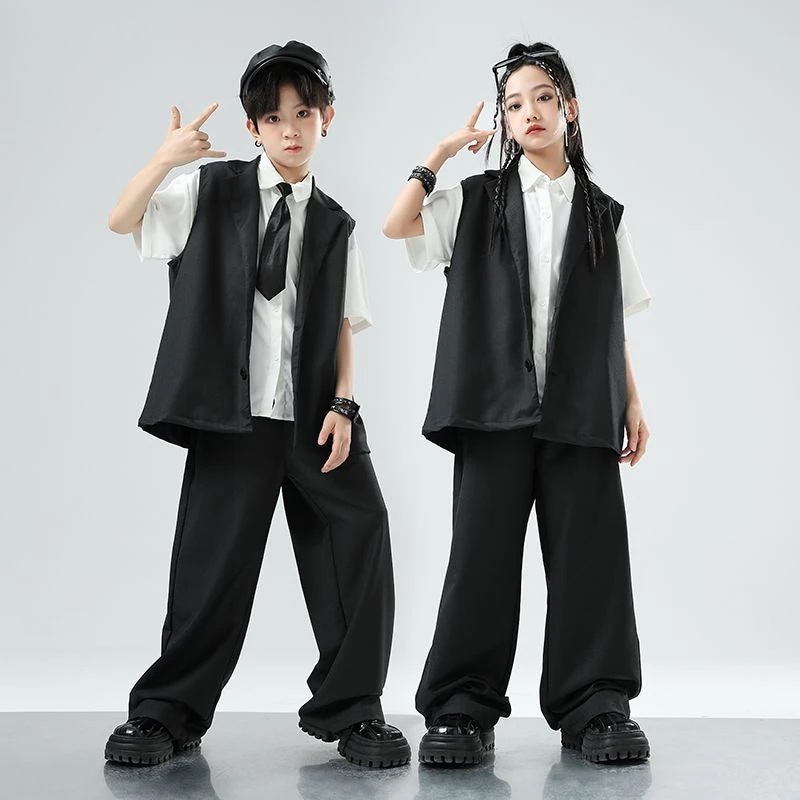 子供のヒップホップの街のダンスのスーツのベストセットの男の子のヒップホップのショーの演出服の女の子のファッションのブランドのhiphopの服装 子供のヒップホップの街のダンスのスーツのベストセットの男の子のヒップホップのショーの演出服の女の子のファッションのブランドのhiphopの服装
