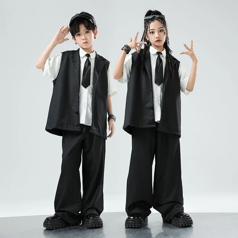 子供のヒップホップの街のダンスのスーツのベストセットの男の子のヒップホップのショーの演出服の女の子のファッションのブランドのhiphopの服装 子供のヒップホップの街のダンスのスーツのベストセットの男の子のヒップホップのショーの演出服の女の子のファッションのブランドのhiphopの服装