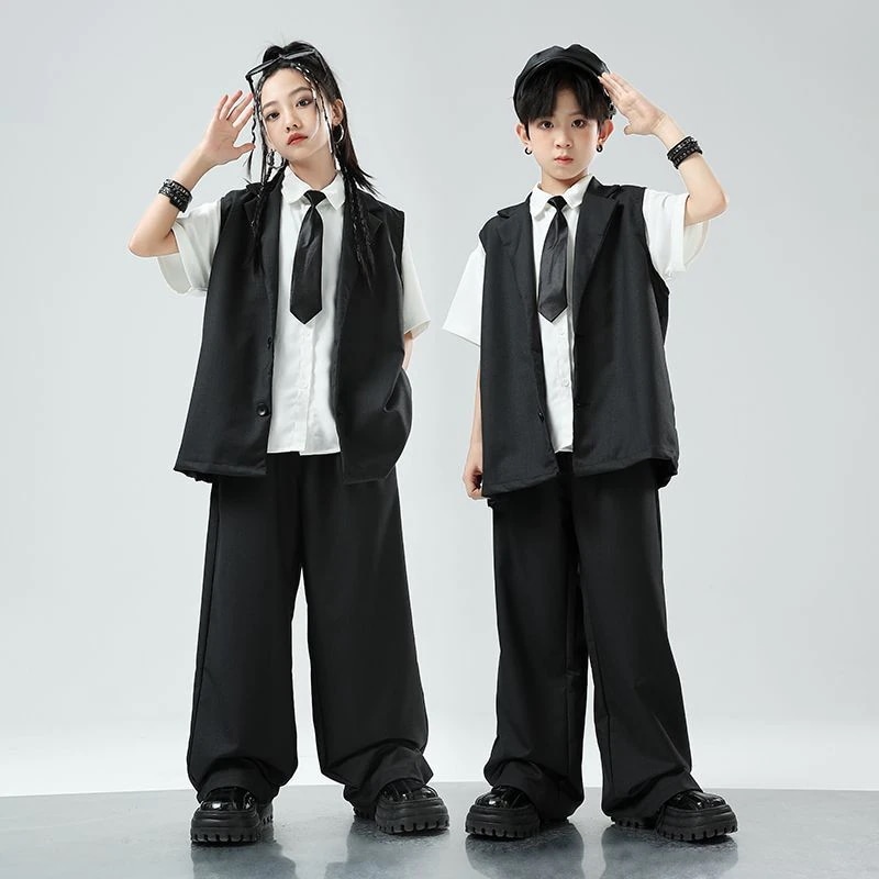 子供のヒップホップの街のダンスのスーツのベストセットの男の子のヒップホップのショーの演出服の女の子のファッションのブランドのhiphopの服装 子供のヒップホップの街のダンスのスーツのベストセットの男の子のヒップホップのショーの演出服の女の子のファッションのブランドのhiphopの服装