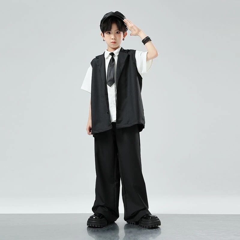 子供のヒップホップの街のダンスのスーツのベストセットの男の子のヒップホップのショーの演出服の女の子のファッションのブランドのhiphopの服装 子供のヒップホップの街のダンスのスーツのベストセットの男の子のヒップホップのショーの演出服の女の子のファッションのブランドのhiphopの服装